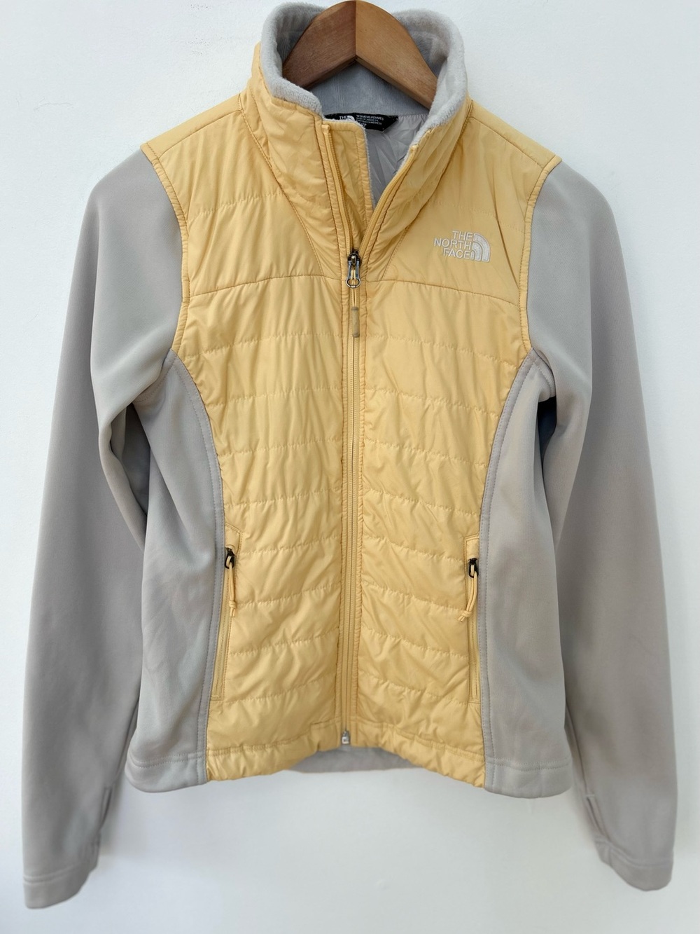 The North Face Women’s XS Yellow Grey Hybrid Fleece Insulated Jacket - Picture 2 of 9